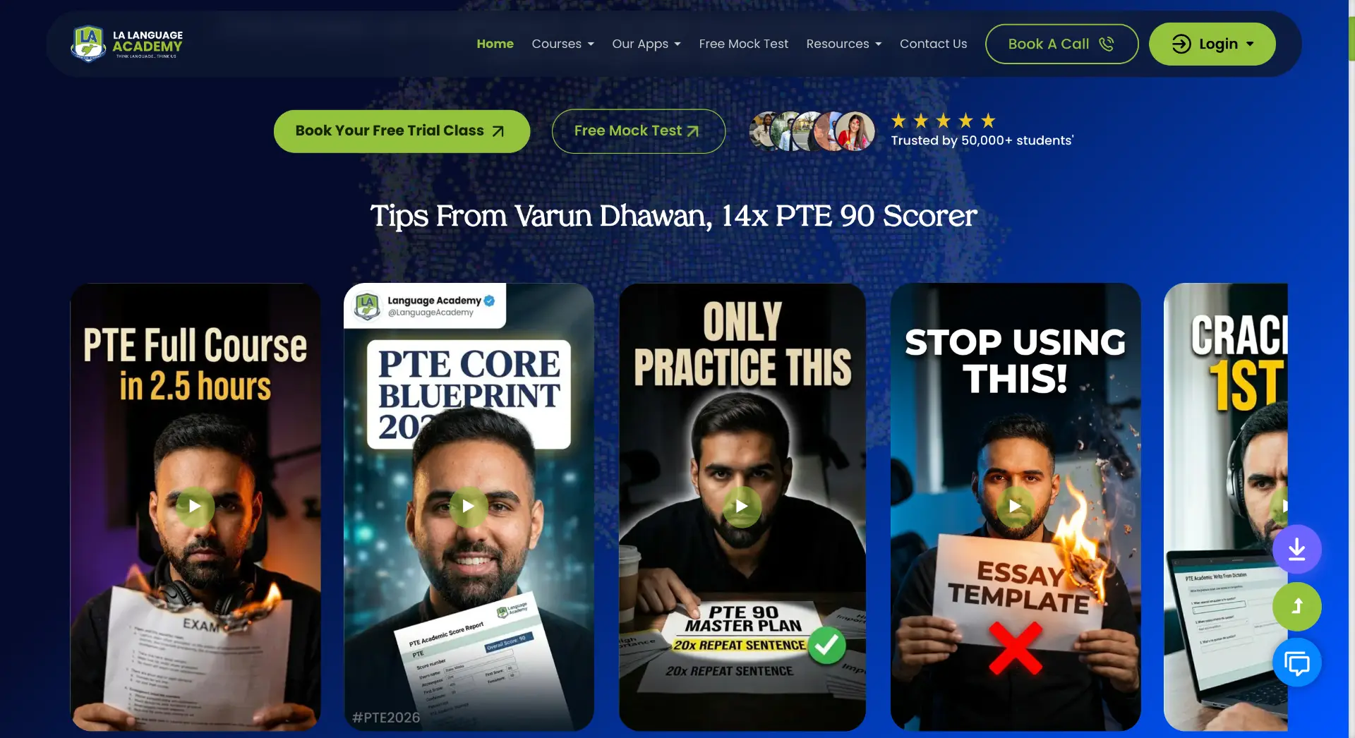 Language Academy exam preparation website video library